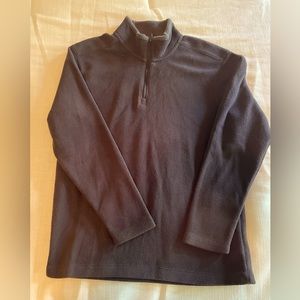 Fleece pullover: Black with zipper in front, grey trim (boys 10/12) by Old Navy